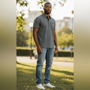 NEW Denim and Flower Men’s Gray Polo Shirt Sz XL